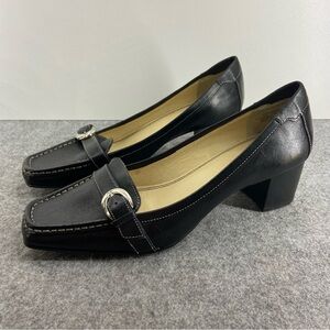 ANNE KLEIN Black Leather Akdavon Pumps Dress Heels Women’s Size 7M